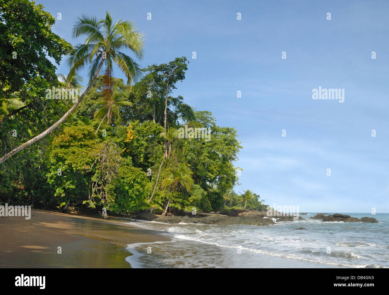 Tropical Beach nel Parco Nazionale di Corcovado, Costa Rica Foto Stock