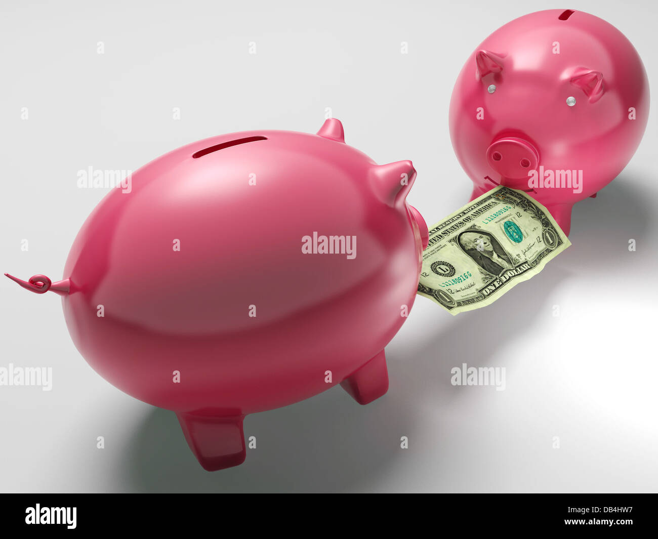 Piggybanks di lotta contro il denaro mostra il consumo monetaria Foto Stock