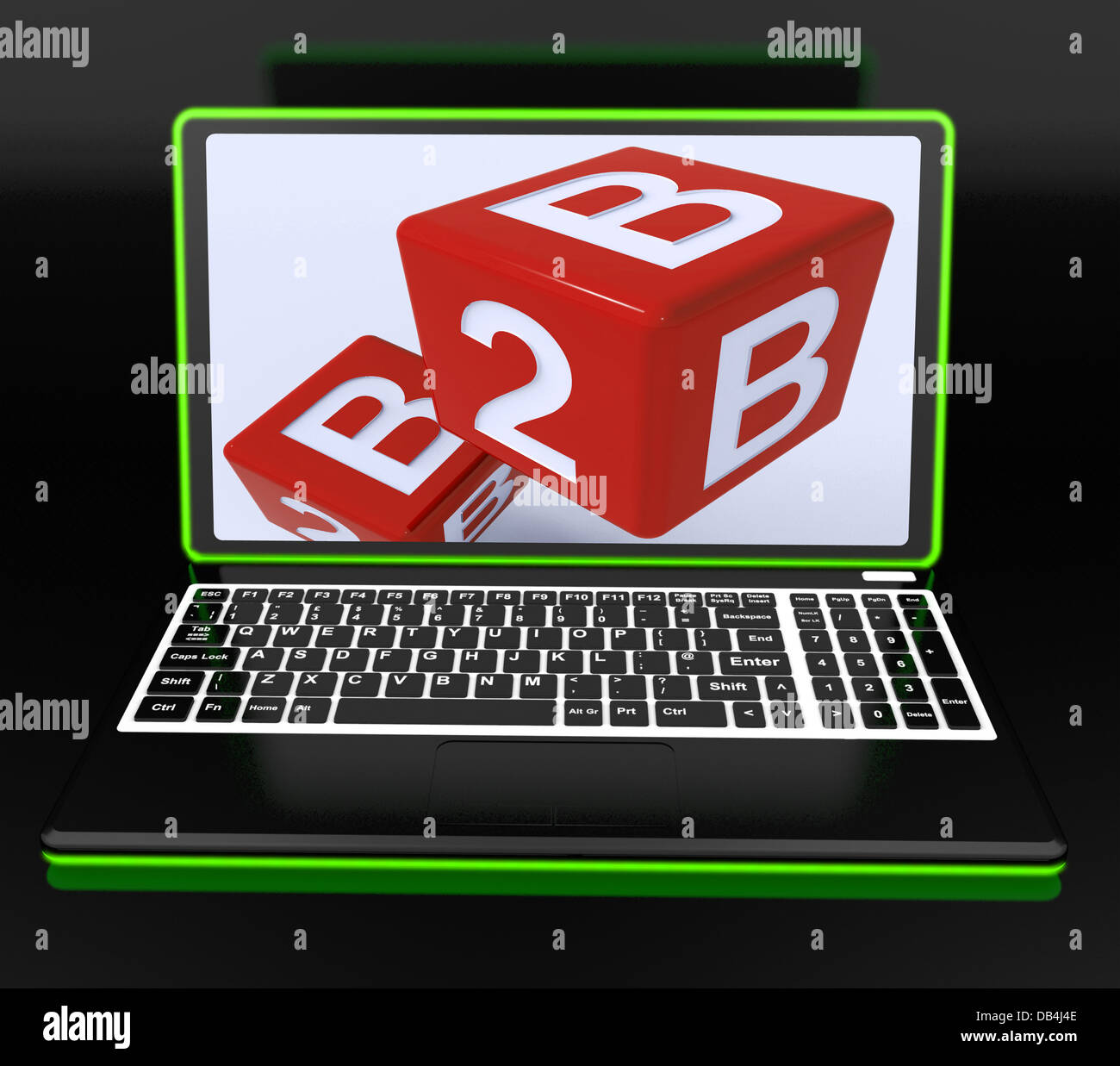 B2B plinti su laptop che mostra il commercio in linea Foto Stock