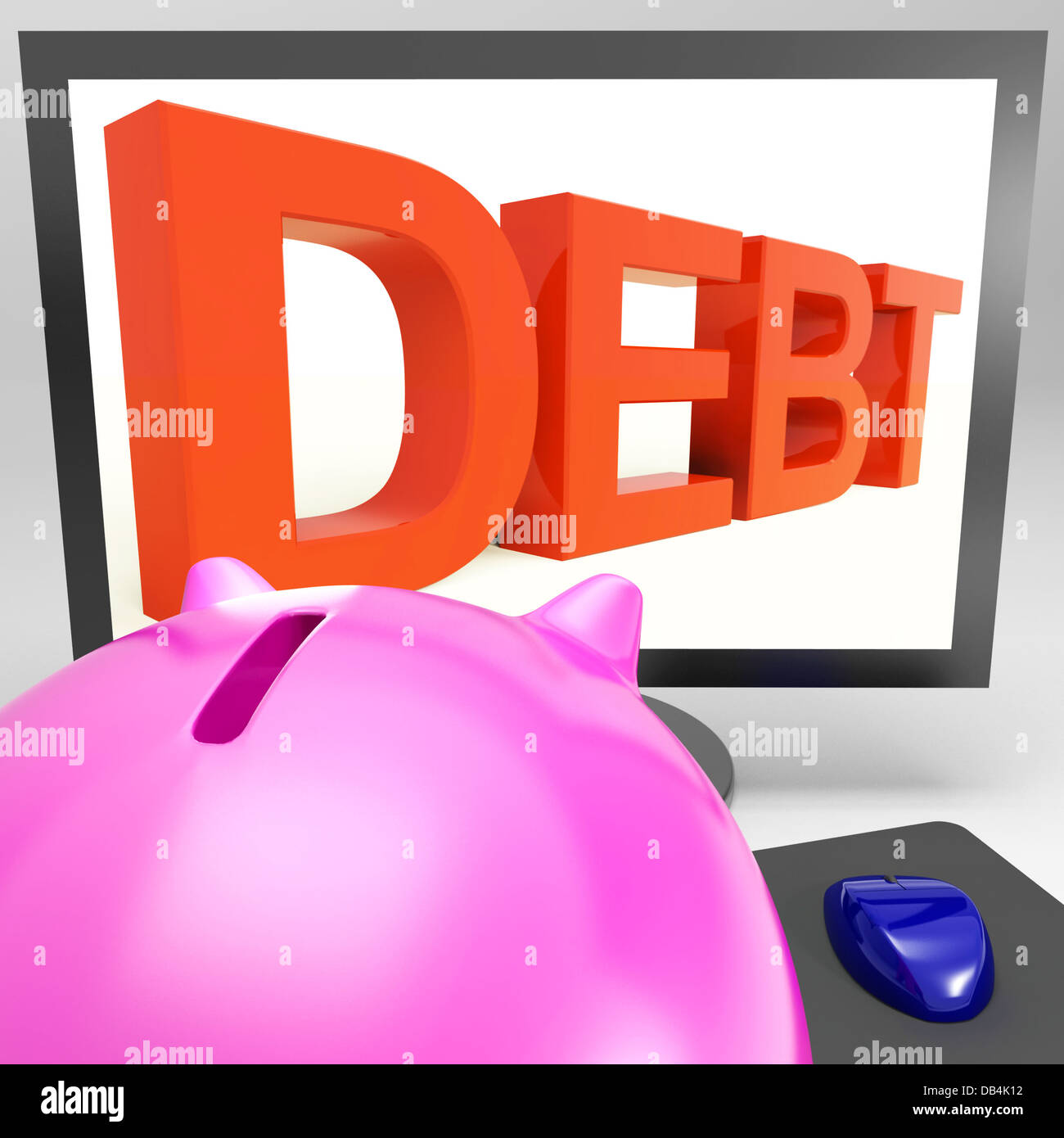 Debito sul monitor che mostra problemi finanziari Foto Stock
