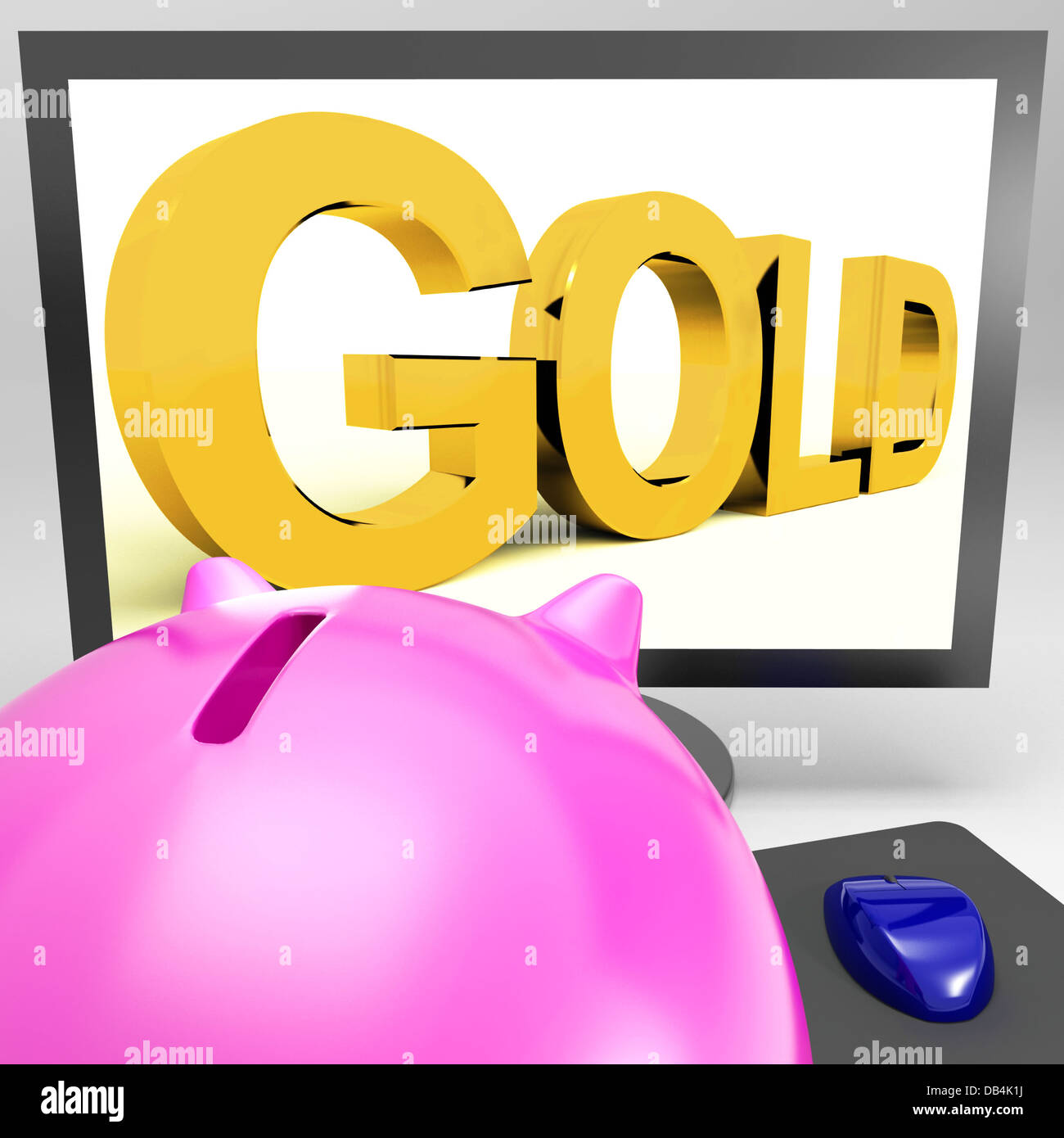 Oro su monitor mostra la ricchezza Foto Stock