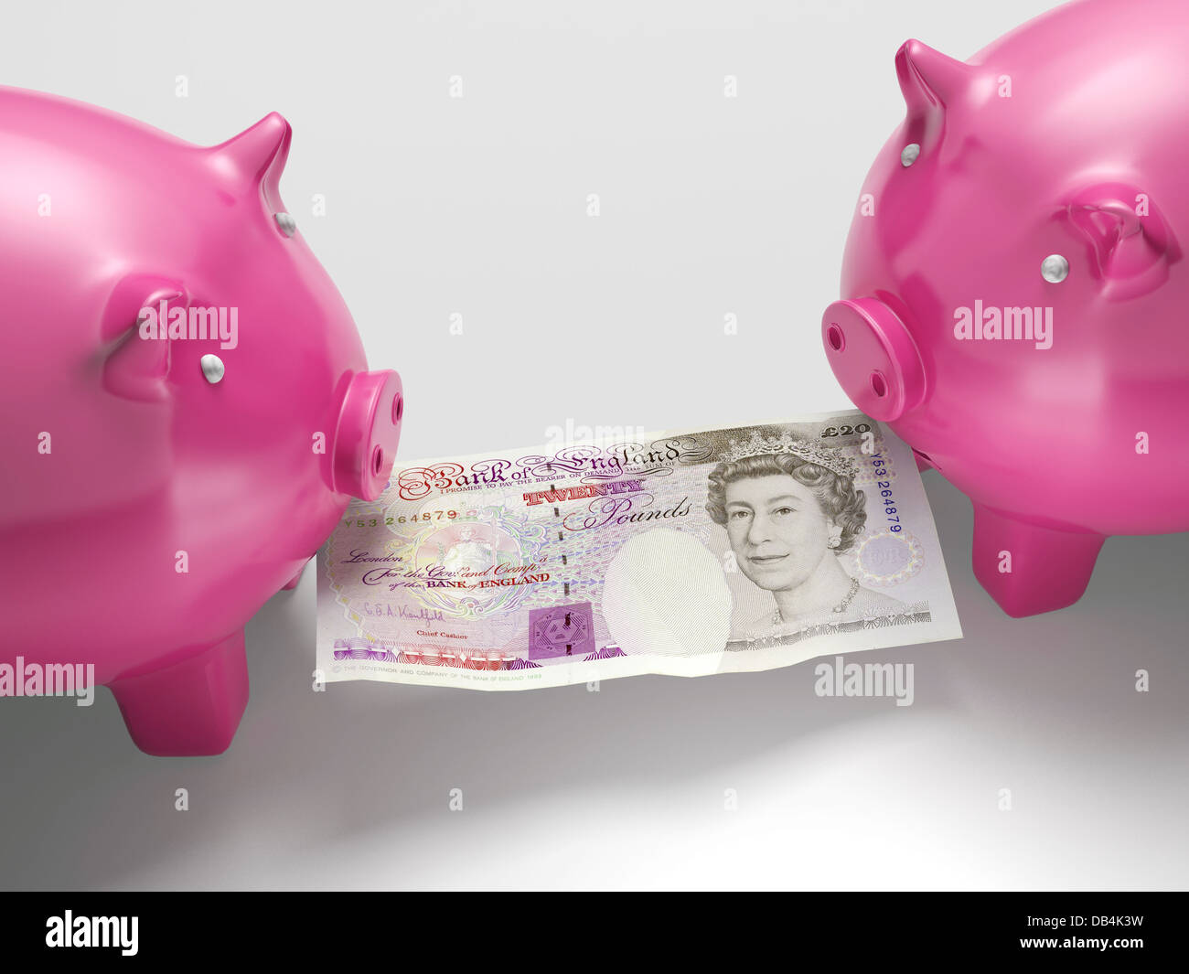 Piggybanks di lotta contro il denaro economia mostra Foto Stock