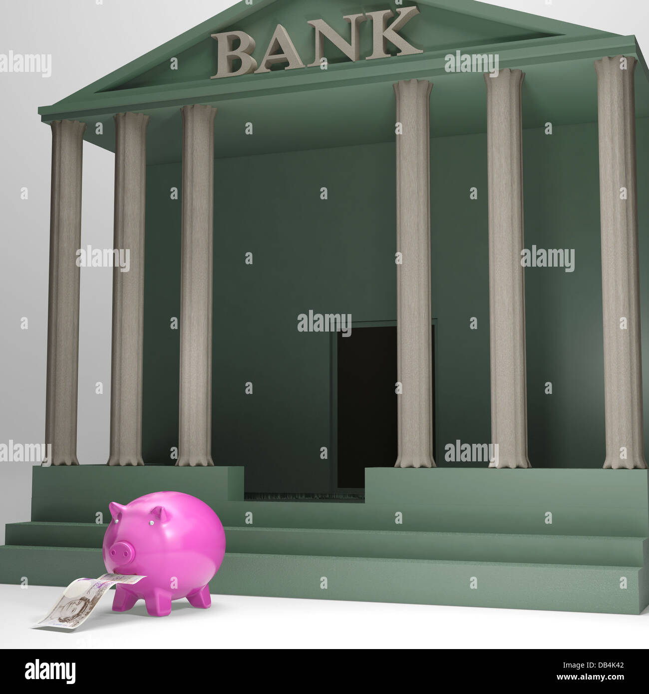 Piggybank lasciando Bank mostra il ritiro di denaro Foto Stock