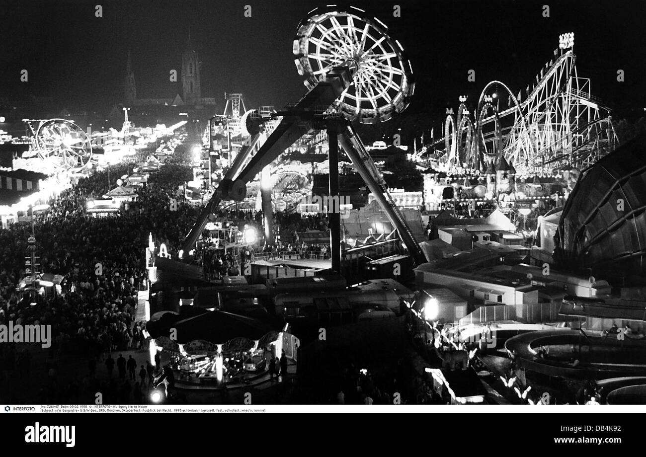 Geografia / viaggio, Germania, oktoberfest, festival della birra di Monaco, vista notturna, 1993, diritti aggiuntivi-clearences-non disponibile Foto Stock