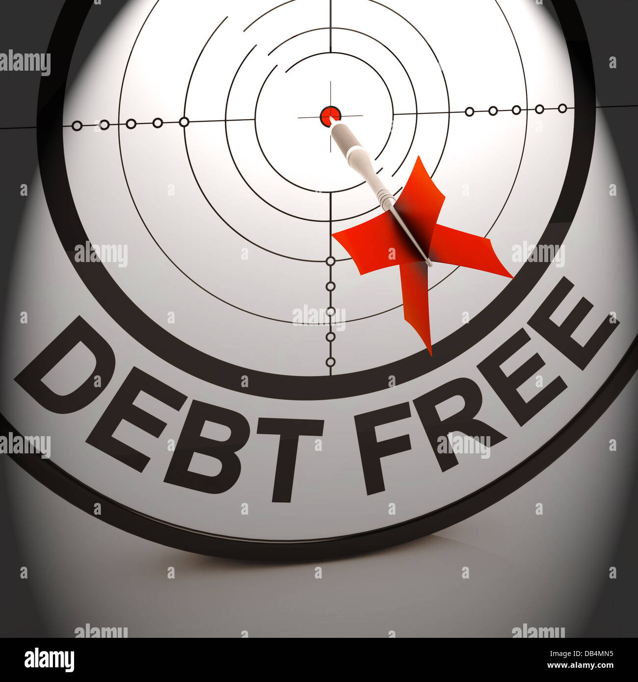 Debito libera mostra contanti e libertà di credito Foto Stock