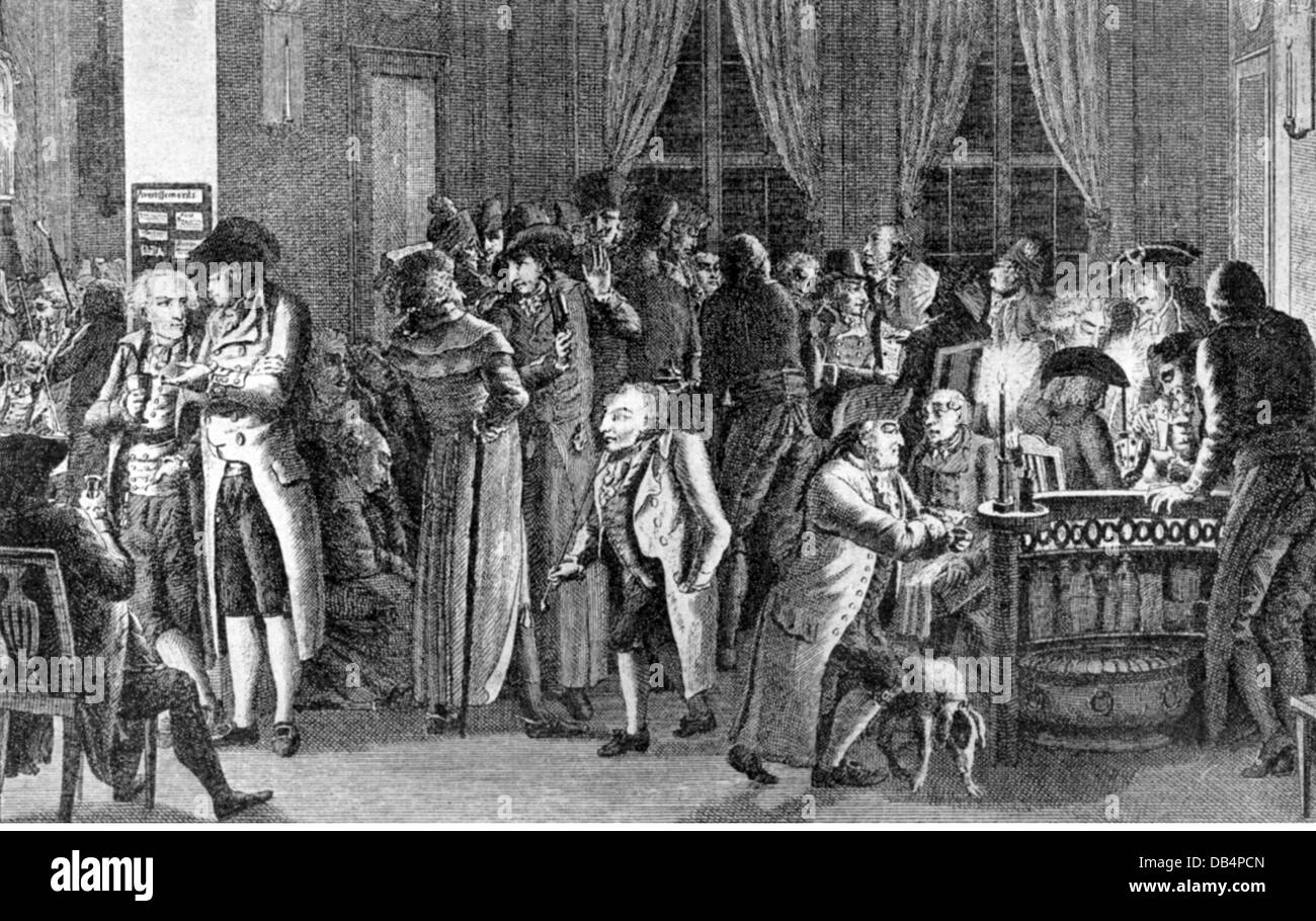 Gastronomia, caffè / street cafe', 'Cafe Richter", Lipsia, vista interna, incisione su rame, 1800, artista del diritto d'autore non deve essere cancellata Foto Stock