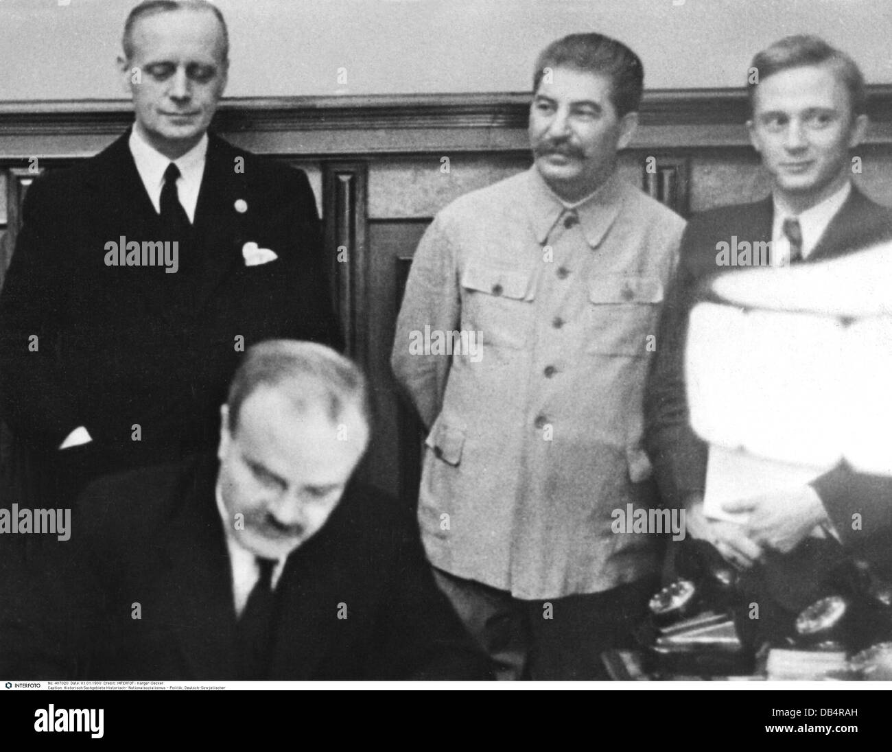 Nazional socialismo / nazismo, politica, Molotov-Ribbentrop patto, firma, Mosca, 23.8.1939, diritti aggiuntivi-clearences-non disponibile Foto Stock