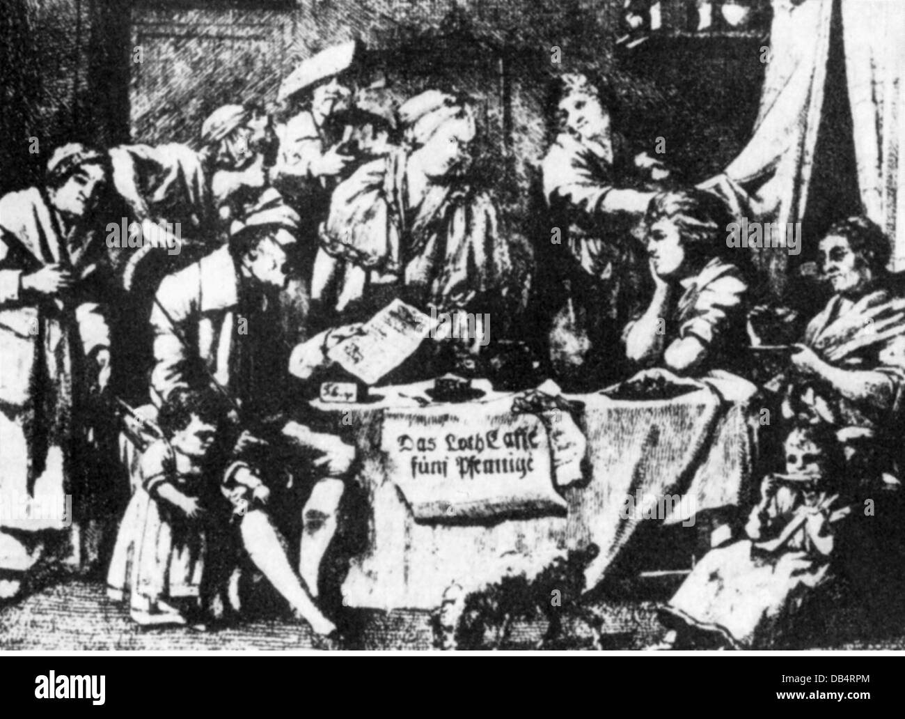 Gastronomia, caffè / caffè di strada, i cosiddetti cecchini caffè prussiani alla ricerca di caffè puro torrefatto illegalmente, opuscolo anonimo, circa 1780, diritti aggiuntivi-clearences-non disponibile Foto Stock