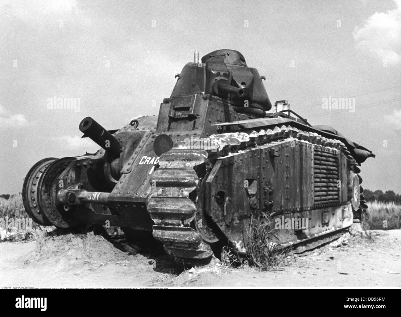 Eventi, seconda guerra mondiale / seconda guerra mondiale, Francia, distrutto carro armato francese B1, maggio 1940, Battaglia di Francia, 20 ° secolo, storico, storico, Kocked out, caso giallo, B 1, B-1, relitto, distrutto, esercito, militare, anni '40, diritti aggiuntivi-clearences-non disponibile Foto Stock