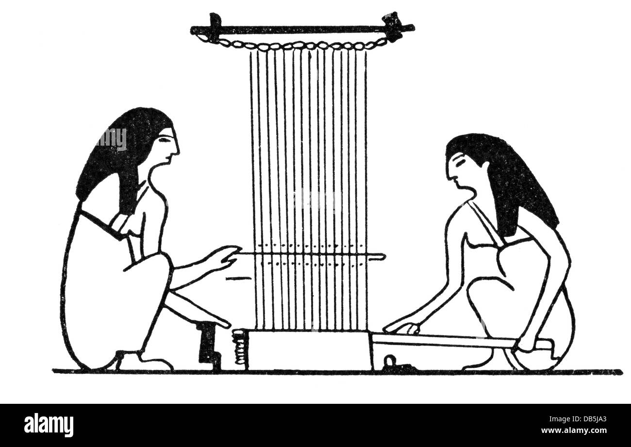 Persone, professioni, tessitori, disegno dopo la pittura mallattoria, Tomba di Khnumhotep, XII dinastia, circa 1900 a.C., Beni Hassan, Egitto, artigianato, artigiana, artigiana, artigiana, tecnicisti, tessitura, telaio, tessuti, negozio, mondo antico, antichità, Regno di mezzo, storico, mondo antico, diritti aggiuntivi-clearences-non disponibili Foto Stock