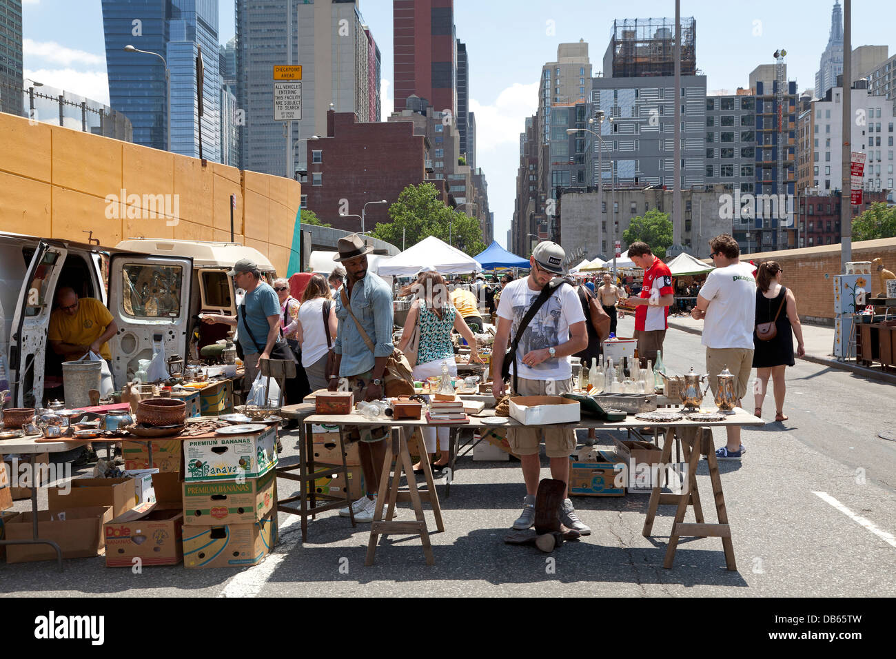 Mercato delle pulci in Hell's Kitchen, NYC, New York City Foto Stock