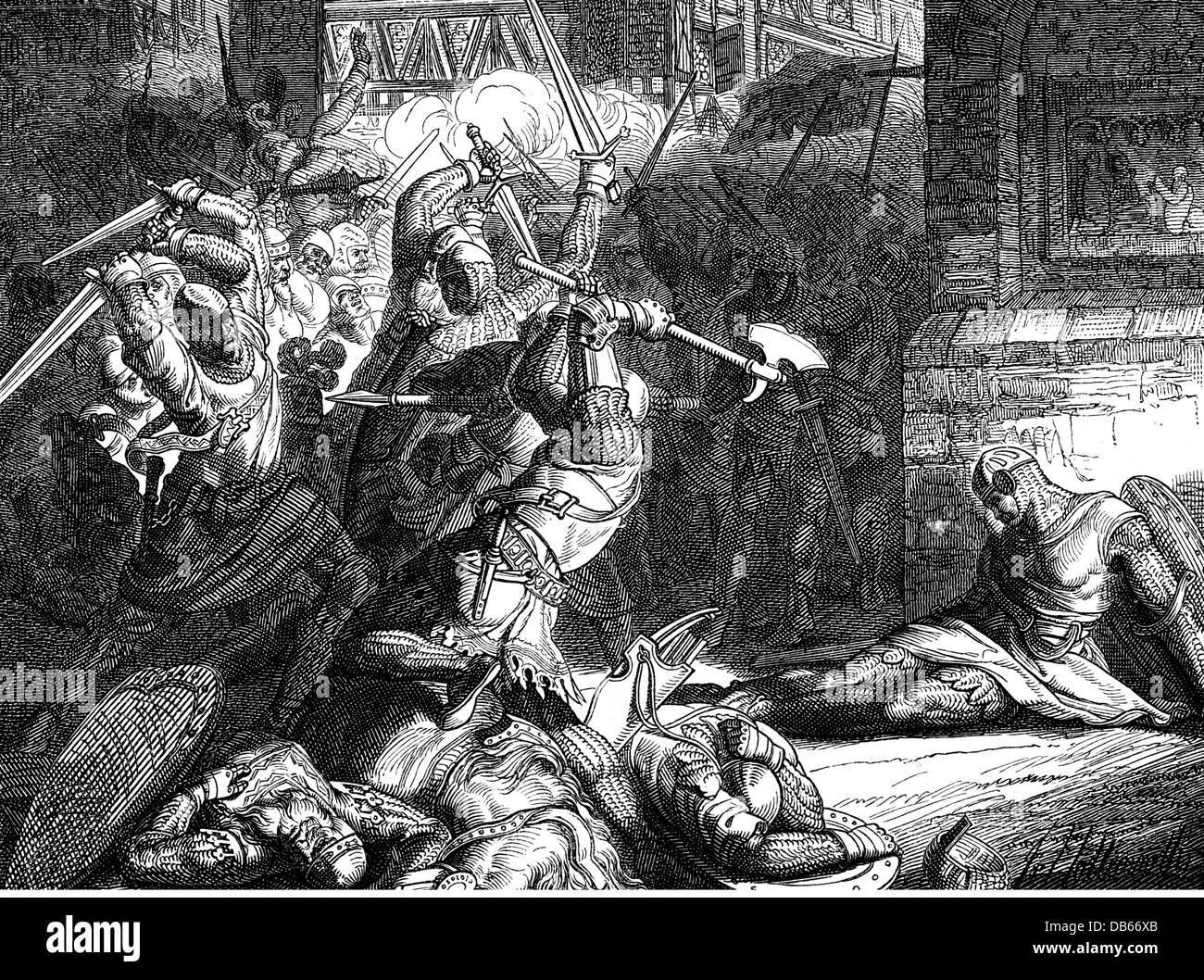 Medioevo, guerre, campagna del re tedesco Rudolph i di asburgo contro Eberhard i, conte di Wuerttemberg, 1286/1287, diritti aggiuntivi-clearences-non disponibile Foto Stock