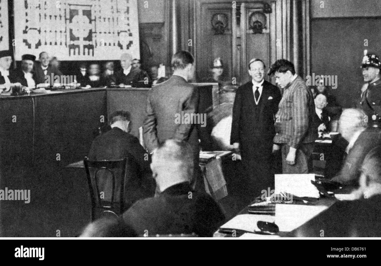 giustizia, prove, Reichstag Fire Trial 21.9.- 23.12.1933, Additional-Rights-Clearences-Not Available Foto Stock