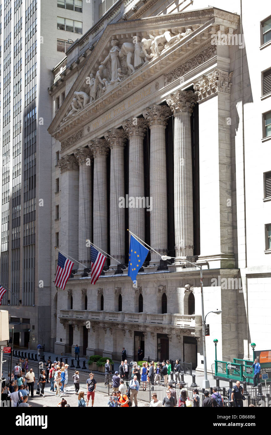 Il New York Stock Exchange di Wall Street, NYC Foto Stock