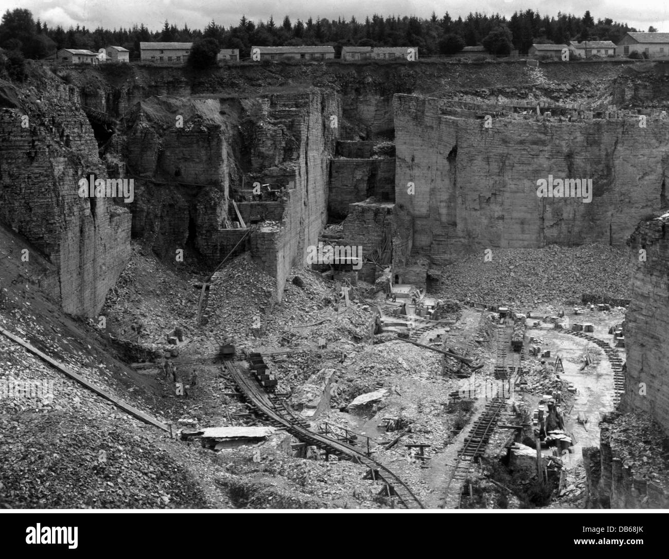 Miniere, calcare, cave a Solnhofen, Franconia centrale, Germania, view, 1930, diritti aggiuntivi-clearences-non disponibile Foto Stock
