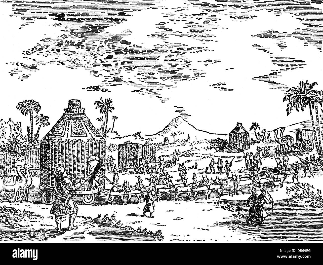 Trasporto / trasporto, pullman, carrello dei Mongoli, taglio di legno, 'Itinerarium fratris Willielmi de Ruruquis de ordine fratrum Minorum, Galli, anno gratia 1253 ad partes Orientales.' di Wilhelm von Rubruck, edizione successiva, diritti aggiuntivi-clearences-non disponibile Foto Stock