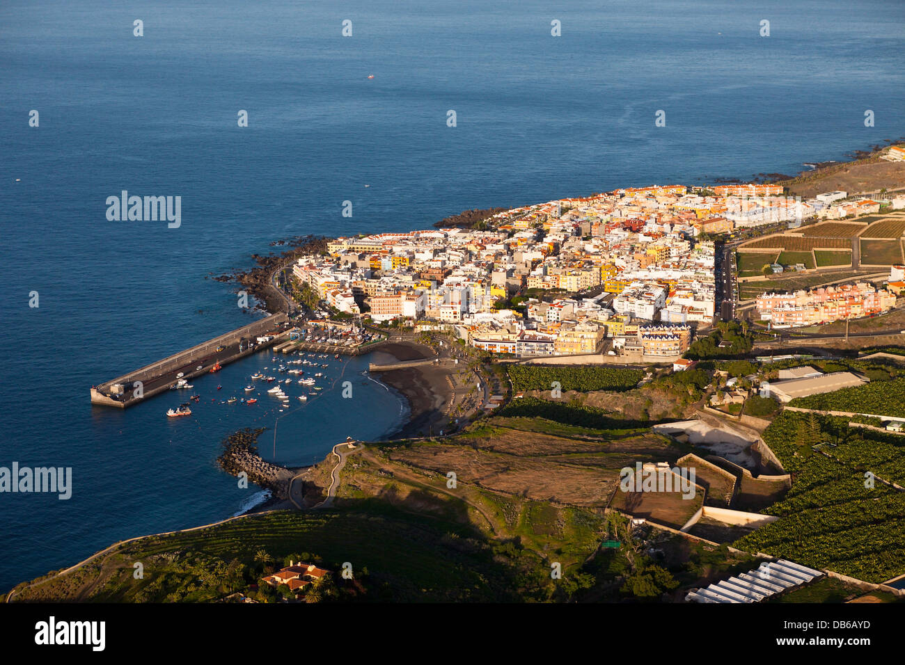 Vista aerea di Playa San Juan, Tenerife, Isole Canarie, Spagna Foto Stock