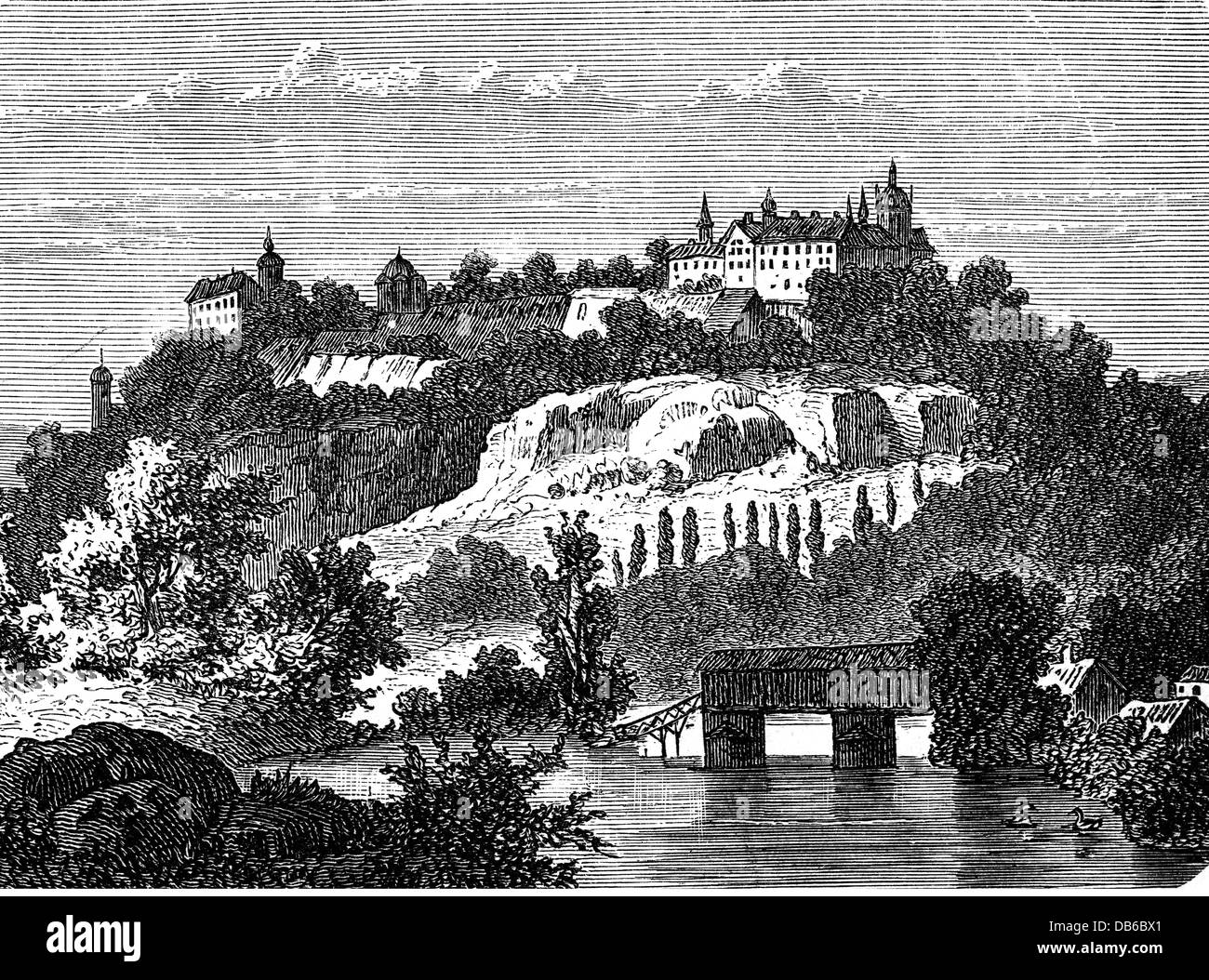 Geografia / viaggio, Germania, Dornburg, castelli, Castello Vecchio, vista, incisione in legno, fine del XIX secolo, fiume Saale, castelli di Dornburg, Ducato di Sassonia-Weimar-Eisenach, Sassonia - Weimar - Eisenach, Impero tedesco, Turingia, Europa, Europa centrale, storico, storico, diritti aggiuntivi-clearences-non disponibili Foto Stock