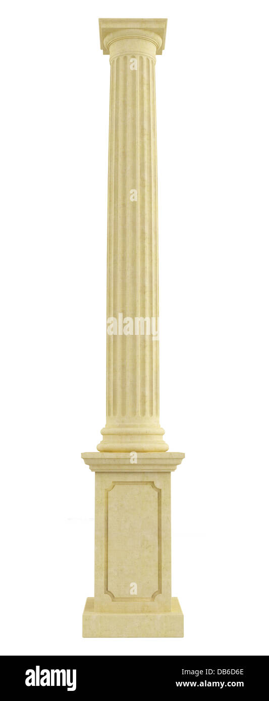 Colonna di pietra sul piedistallo isolato su bianco - il rendering Foto Stock