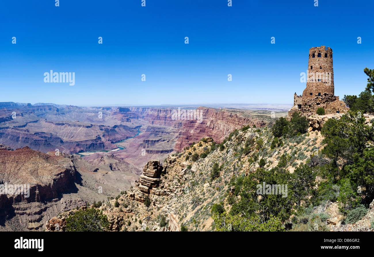 Vista del deserto torre di avvistamento, South Rim, il Parco Nazionale del Grand Canyon, Arizona, Stati Uniti d'America Foto Stock