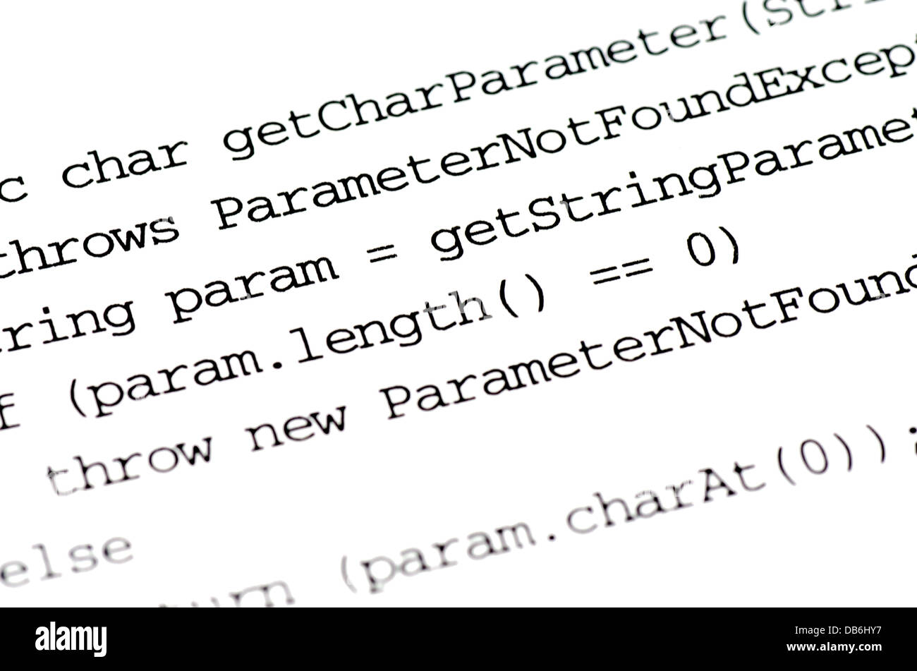 Il codice di programma per un programma di computer su bianco backround Foto Stock
