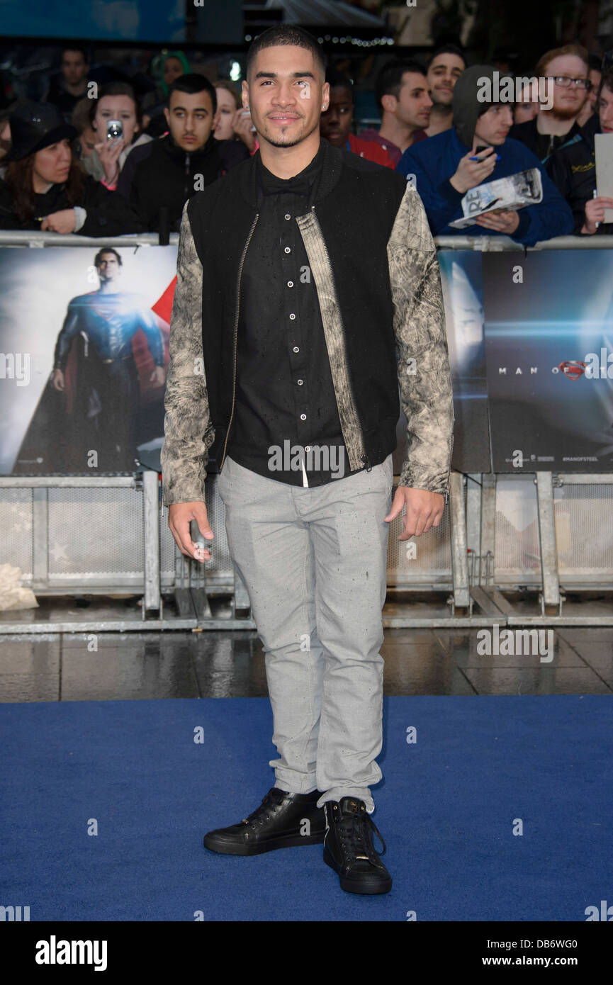 Louis Smith arriva per Premiere Europeo di 'Mun acciaio', Londra, Mercoledì, Giugno. 12, 2013. Foto Stock