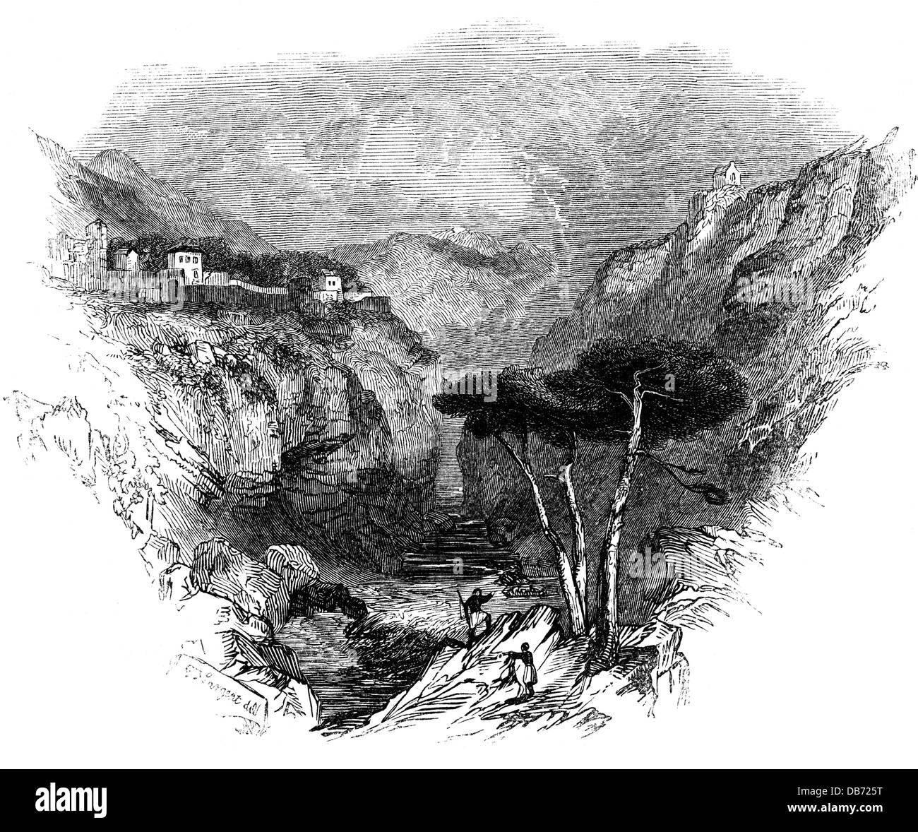 Geografia / viaggio, Grecia, montagne, montagne Parnon, incisione in legno dopo disegno di Herve, 1839, diritti aggiuntivi-clearences-non disponibile Foto Stock