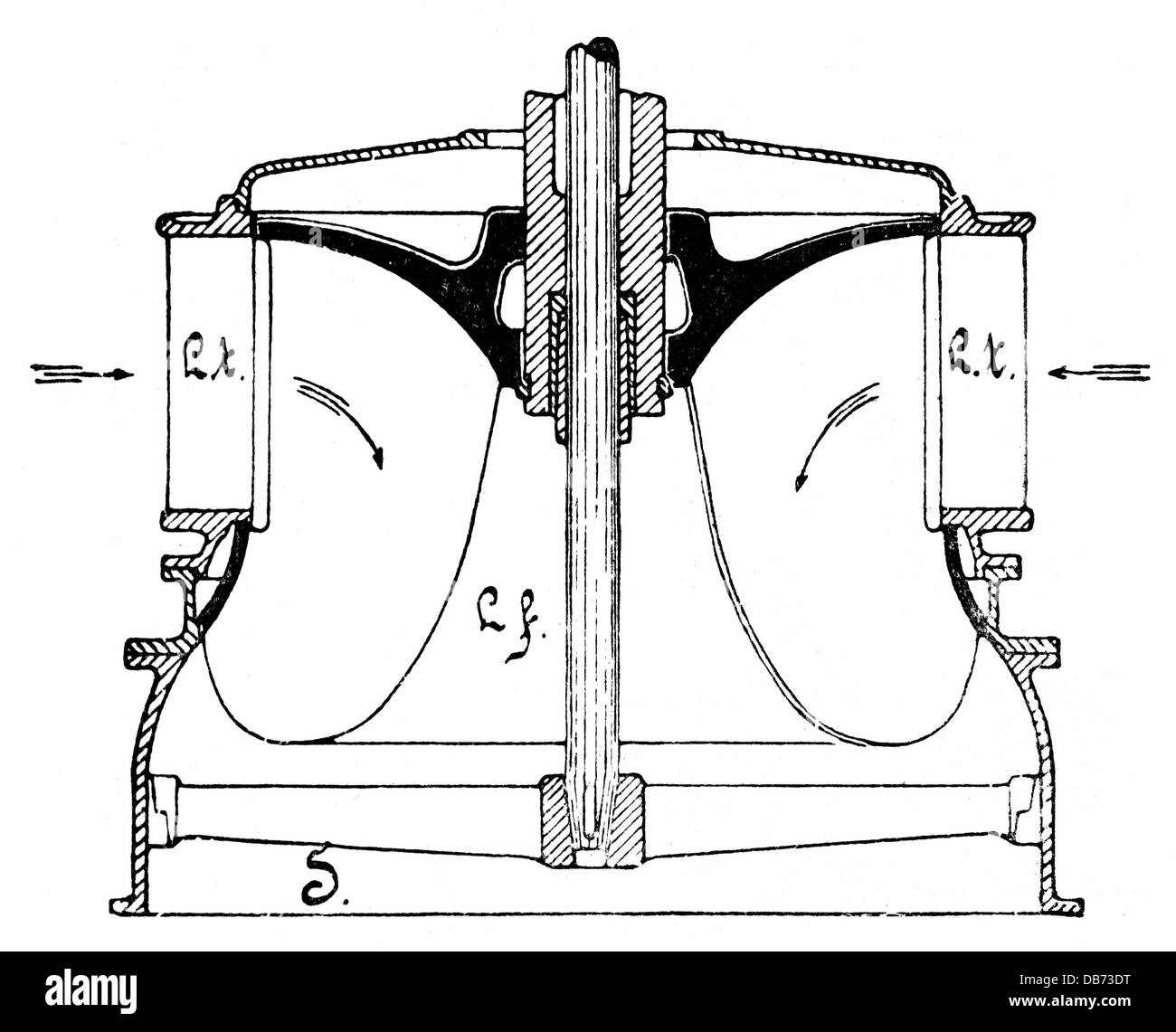 Energia, acqua, turbine, rotore per piccoli gradienti, sezione longitudinale, incisione del legno, fine del XIX secolo, XIX secolo, generatore, generatori, energia elettrica, generazione di corrente, generazione di elettricità, produzione di energia, generazione di energia, turbine, energia idrica, idroelettrica, idroelettrica, storica, storica, ingegneristica, tecnica, tecnologia, tecnologie, diritti aggiuntivi-clearences-non disponibili Foto Stock