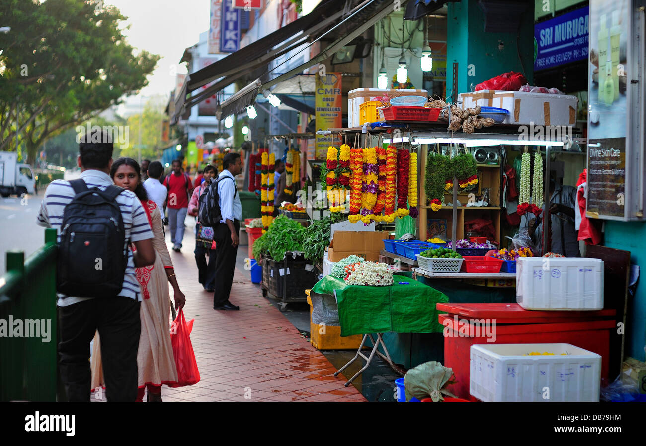 Pomeriggio in Buffalo Road Little India di Singapore Foto Stock