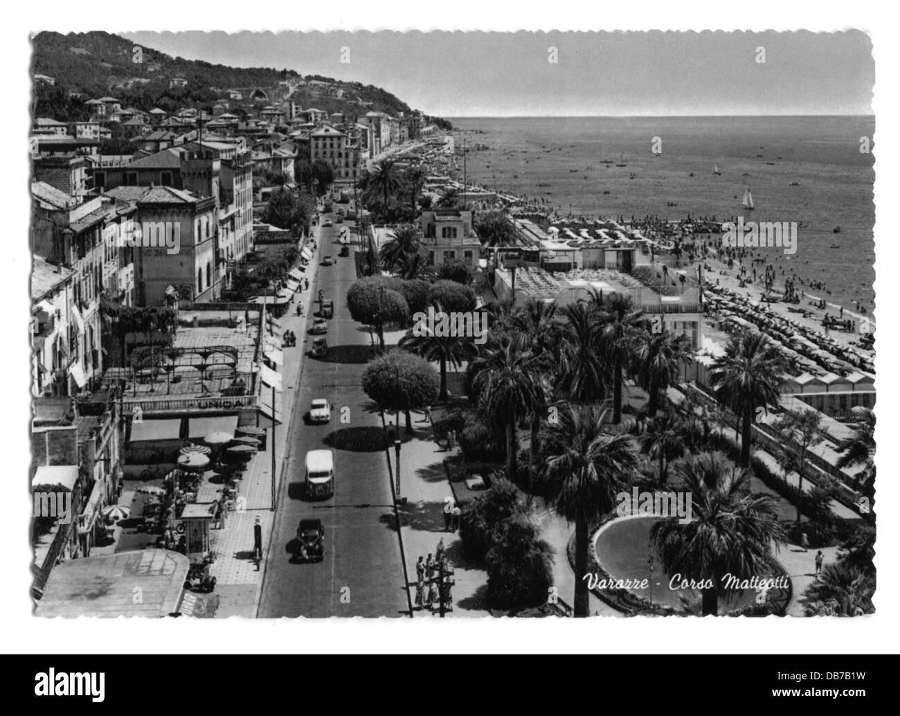 Geografia / viaggio, Italia, Varazze, strade, corso Matteotti, cartolina fotografica, anni 50, diritti aggiuntivi-clearences-non disponibile Foto Stock