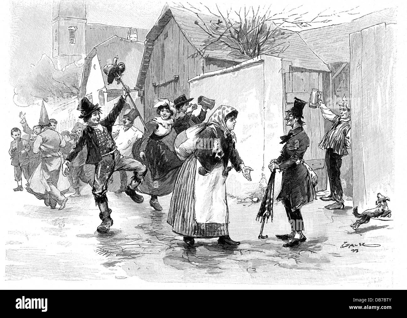 feste in austria - 3 Feste, carnevale, passeggiata carnevale nella regione sopra il Manhartsberg, bassa Austria, incisione del legno, di Wilhelm Gause (1853 - 1916), 12, diritti aggiuntivi-clearences-non disponibile Foto stock - Alamy