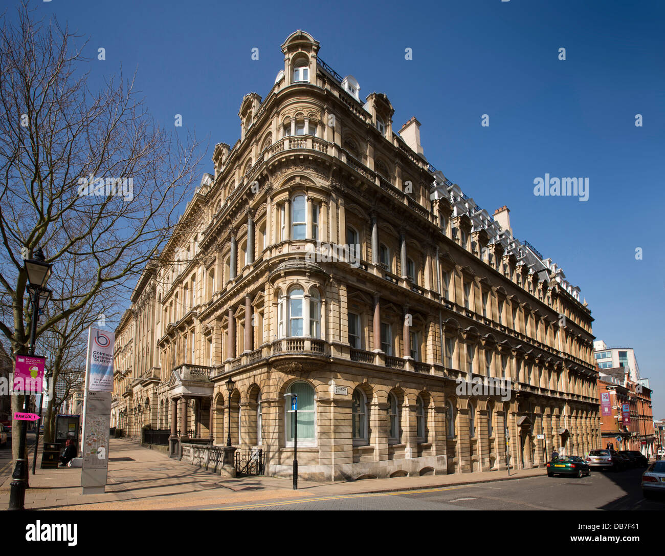 Regno Unito, Inghilterra, Birmingham, Colmore Row, Colmore Business District, tardo elegante edificio Vittoriano Foto Stock