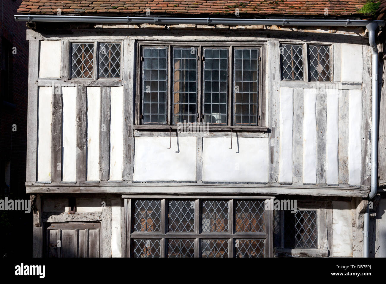 Casa medioevale frontage in Hastings Old Town, East Sussex Foto Stock