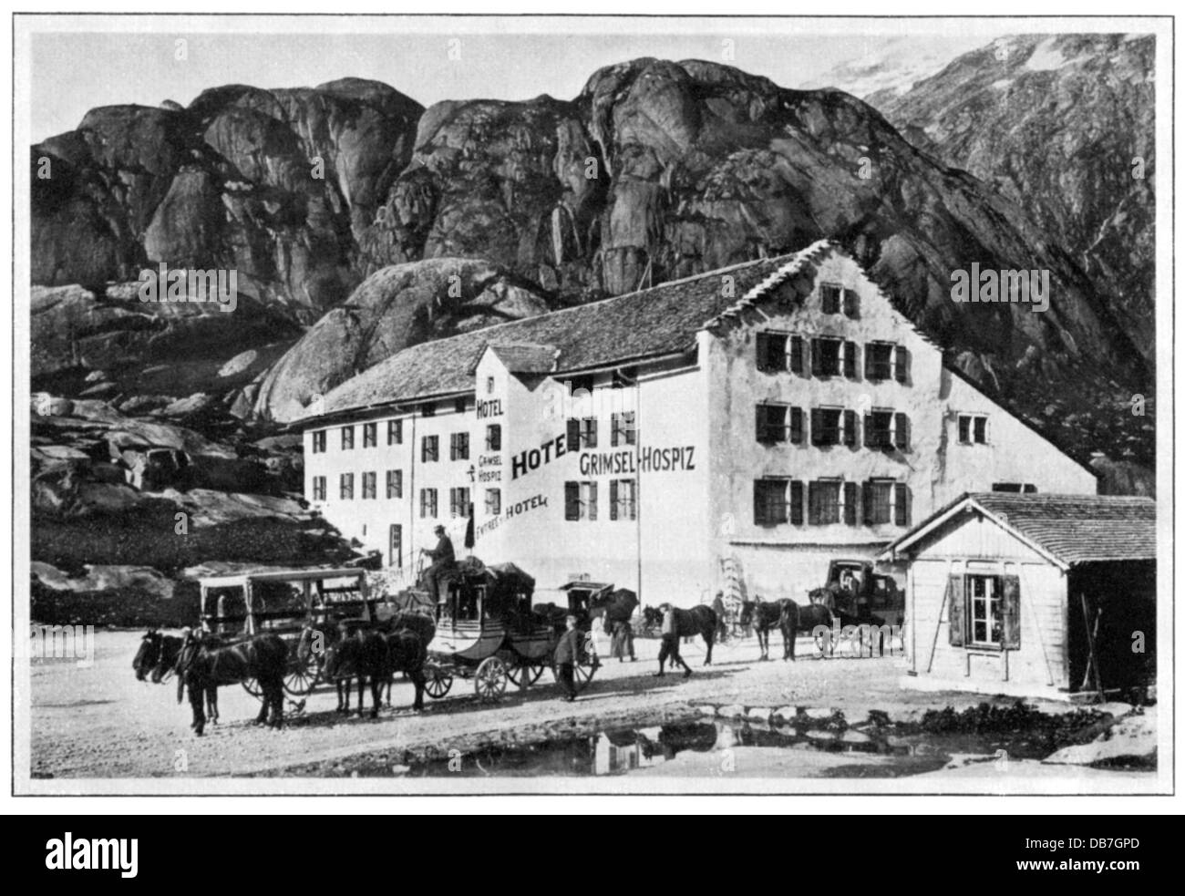 Geografia / viaggio, Svizzera, paesaggi, Passo Grimsel con Hotel Grimsel, circa 1910, diritti aggiuntivi-clearences-non disponibili Foto Stock