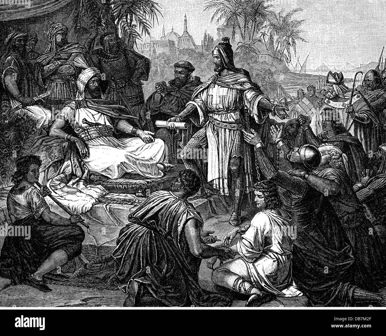 Louis i 'er Kelheimer', 23.12.1173 - 15.9.1231, Duca di Baviera 11.7.1183 - 15.9.1231, prigioniero di Sultan al-Kamil, Egitto, 1221, incisione del legno, 19th secolo, Foto Stock