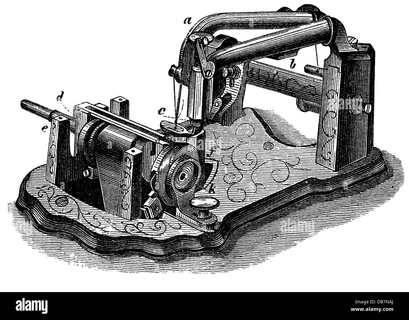 Macchine per la casa, per cucire e cucire, macchine per cucire, fabbricate da: Wheeler & Wilson, incisione del legno, XIX secolo, XIX secolo, grafica, ingegneria, tecnologia, tecnologie, progresso, cucire, cucire, cucire, casa, casalinghi, macchine per cucire, macchine per cucire, storico, storico, diritti aggiuntivi-clearences-not available Foto Stock