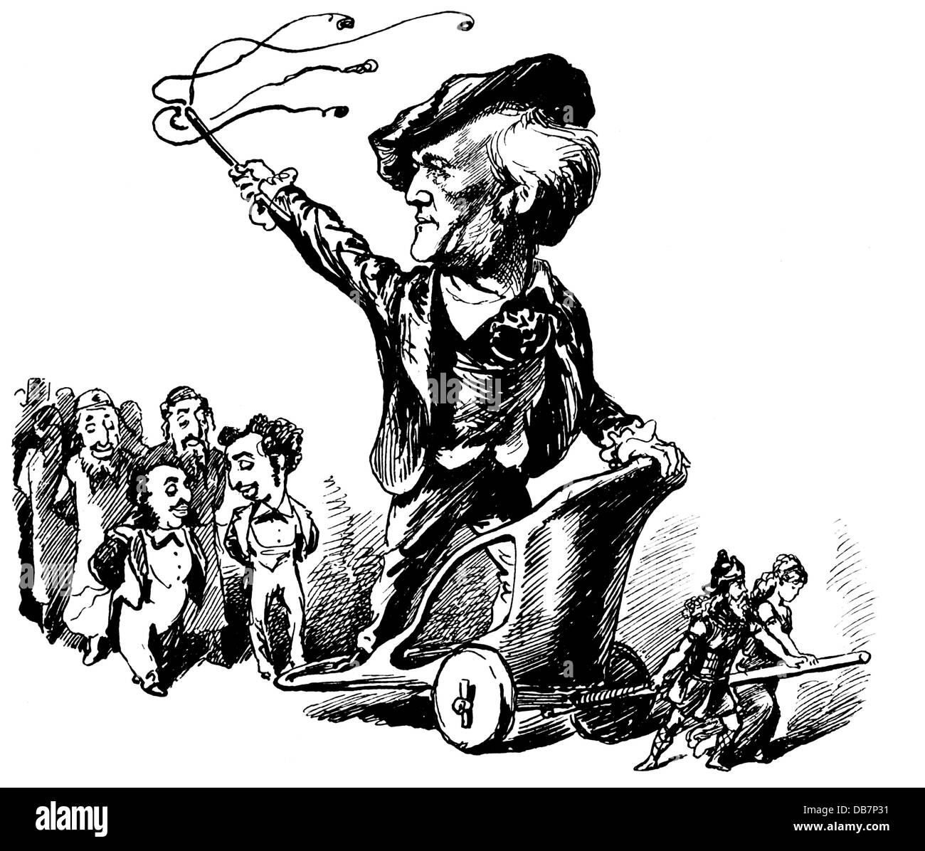 Wagner, Richard, 22.5.1813 - 13.2.1883, compositore tedesco, trionfando sui critici del teatro ebraico dopo la rappresentazione di 'Tristan e Isolde' (Tristan und Isolde), attingendo da: 'Puck', Lipsia, 1876, dopo: Eduard Fuchs, Ebrei in caricatura, Monaco, 1921, Foto Stock
