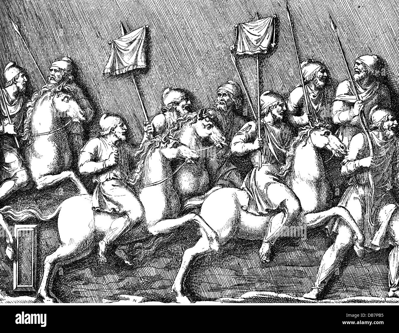 Mondo antico, Impero Romano, militare, truppe ausiliarie, cavaliere germanico, rilievo, colonna dell'imperatore Marcus Aurelio, 193, diritti aggiuntivi-clearences-non disponibile Foto Stock