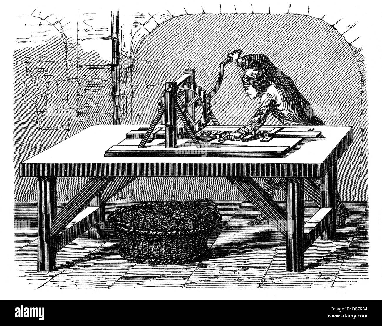 Soldi / finanze, mintage, vecchia macchina zigrinata, da: Libro di invenzioni, mestieri e industrie, casa editrice otto Spamer, Lipsia - Berlino, 1864 - 1867, diritti aggiuntivi-clearences-non disponibile Foto Stock