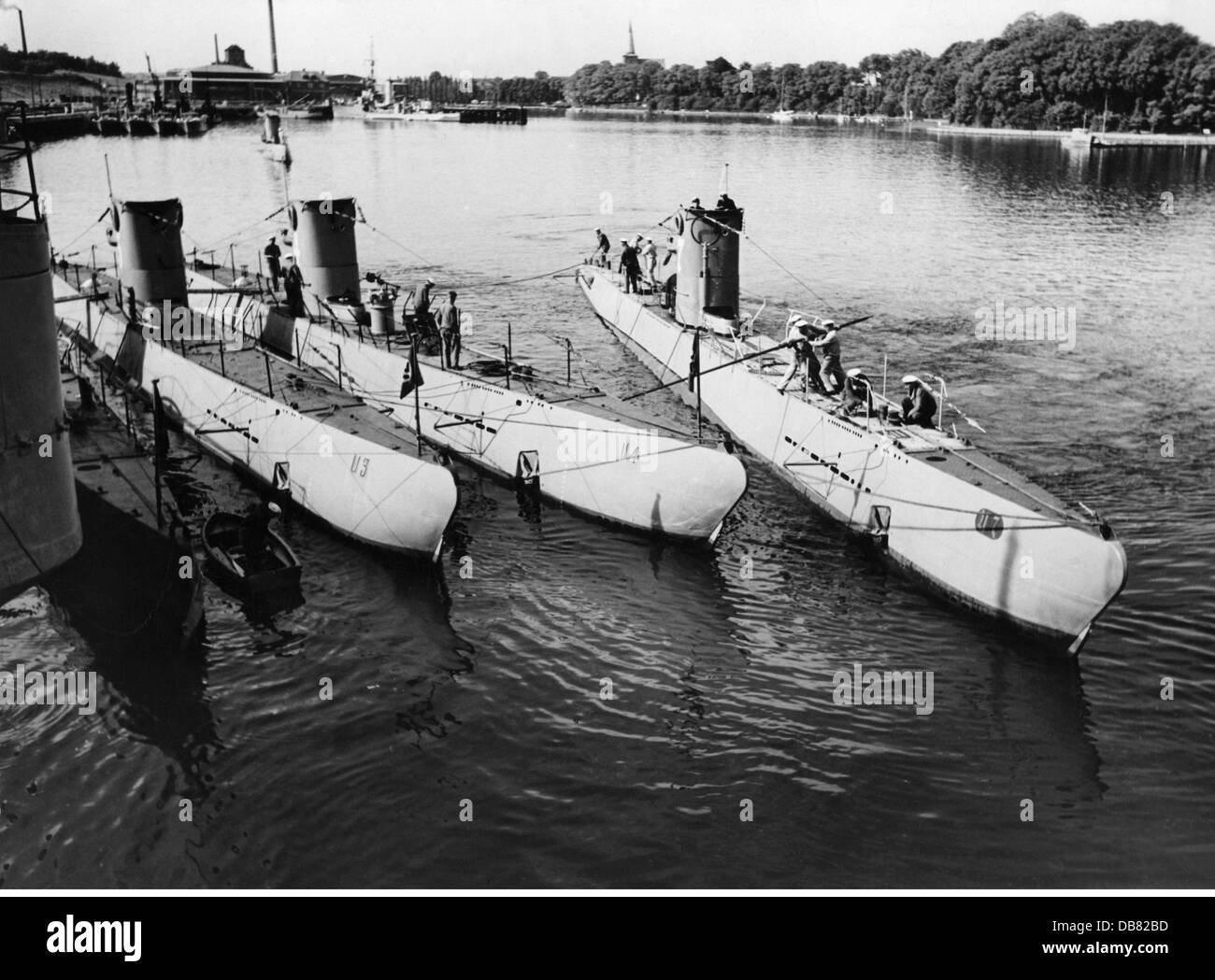 Nazismo / nazionalsocialismo, militare, marina, sottomarini U 4, U 5 e U 7, i U-Flottilla 'Weddingen', Kiel, II mezzo anni '30, diritti aggiuntivi-clearences-non disponibile Foto Stock