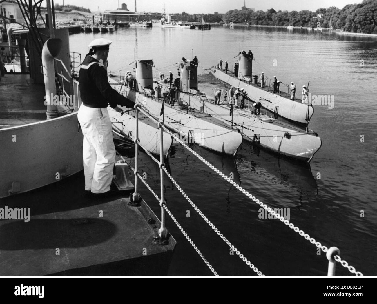 Nazismo / nazionalsocialismo, militare, marina, sottomarini U 4, U 5 e U 7, i U-Flottilla 'Weddingen', Kiel, II mezzo anni '30, diritti aggiuntivi-clearences-non disponibile Foto Stock