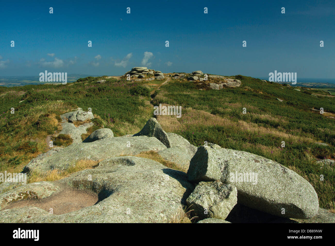 La vista dalla collina Trencrom vicino Lelant Downs, Cornwall Foto Stock