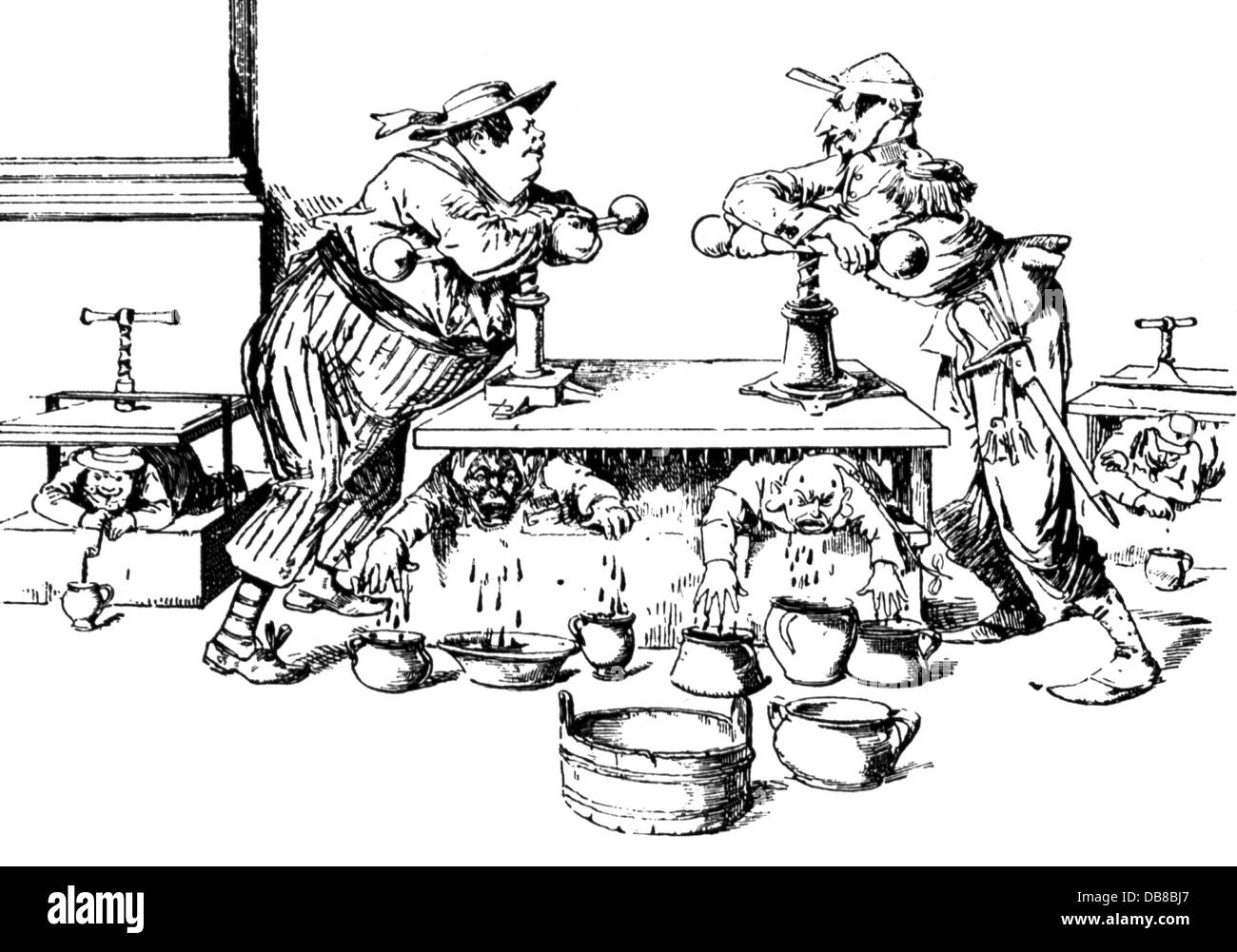 Colonialismo, 'Zivilisation in Afrika und Asien' (civiltà in Africa e Asia), dopo il disegno di Ernst Juch (1838 - 1909), da: 'Figaro', Vienna, 1885, diritti aggiuntivi-clearences-not available Foto Stock