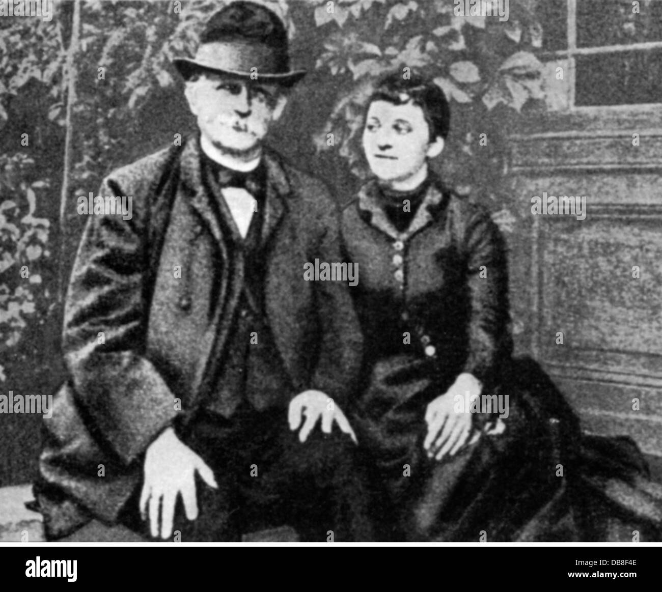Fontane, Theodor, 30.12.1819 - 20.9.1898, autore/scrittore tedesco, a metà lunghezza, con figlia Martha 'Mete', circa 1890, Foto Stock