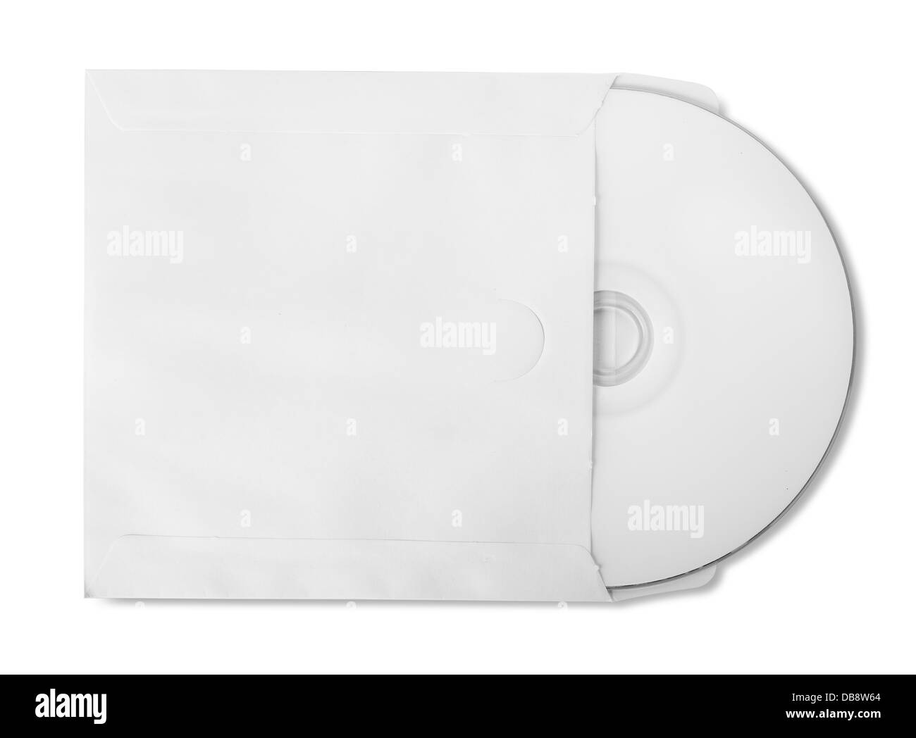 Il CD con il sacchetto di carta isolato su sfondo bianco Foto Stock