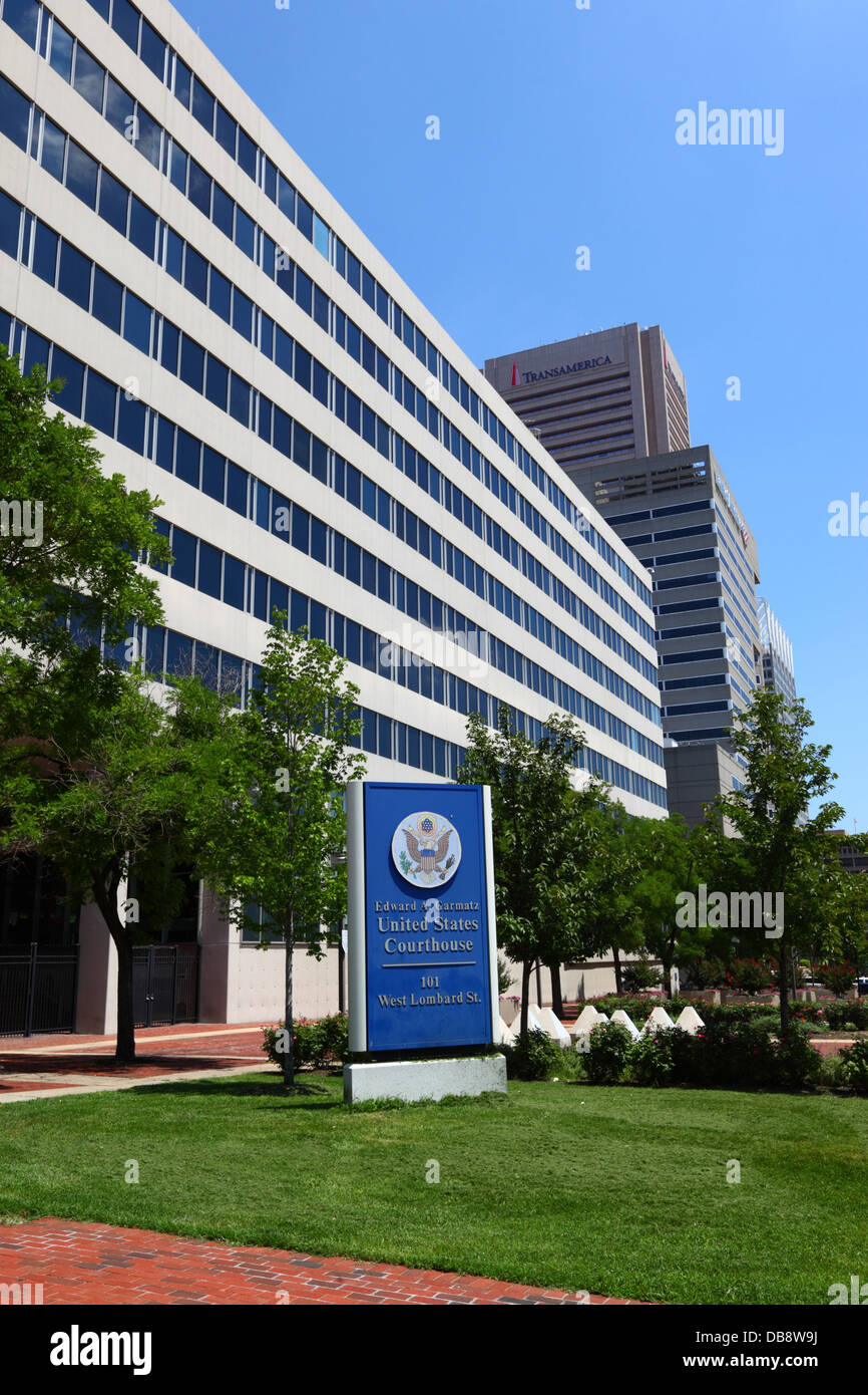 Edward A. Garmatz United States Courthouse, il tribunale distrettuale degli Stati Uniti per il distretto del Maryland, 101 West Lombard St, Baltimore, USA Foto Stock