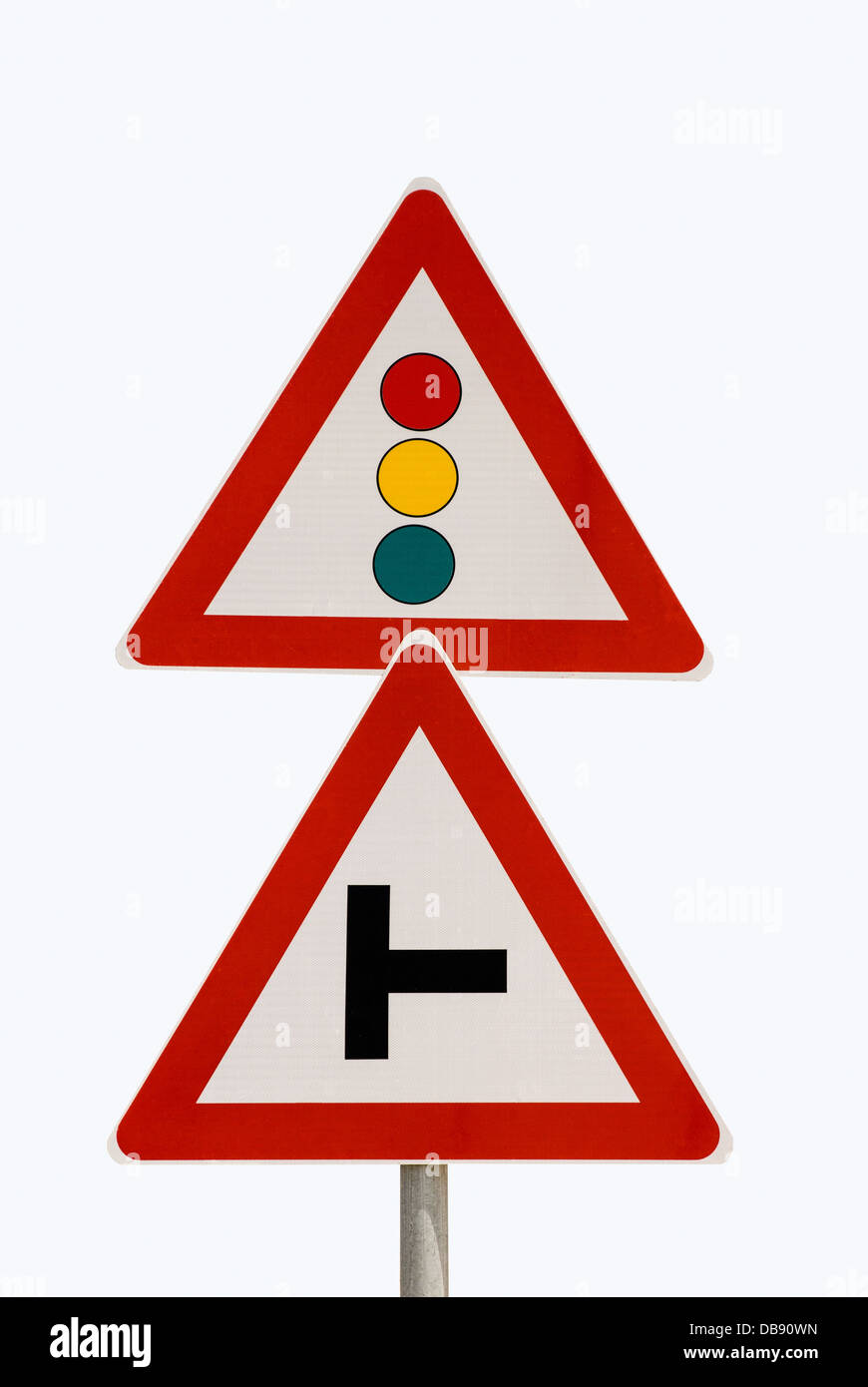 Cartello stradale. Avvertenza, semaforo sulla strada Foto Stock