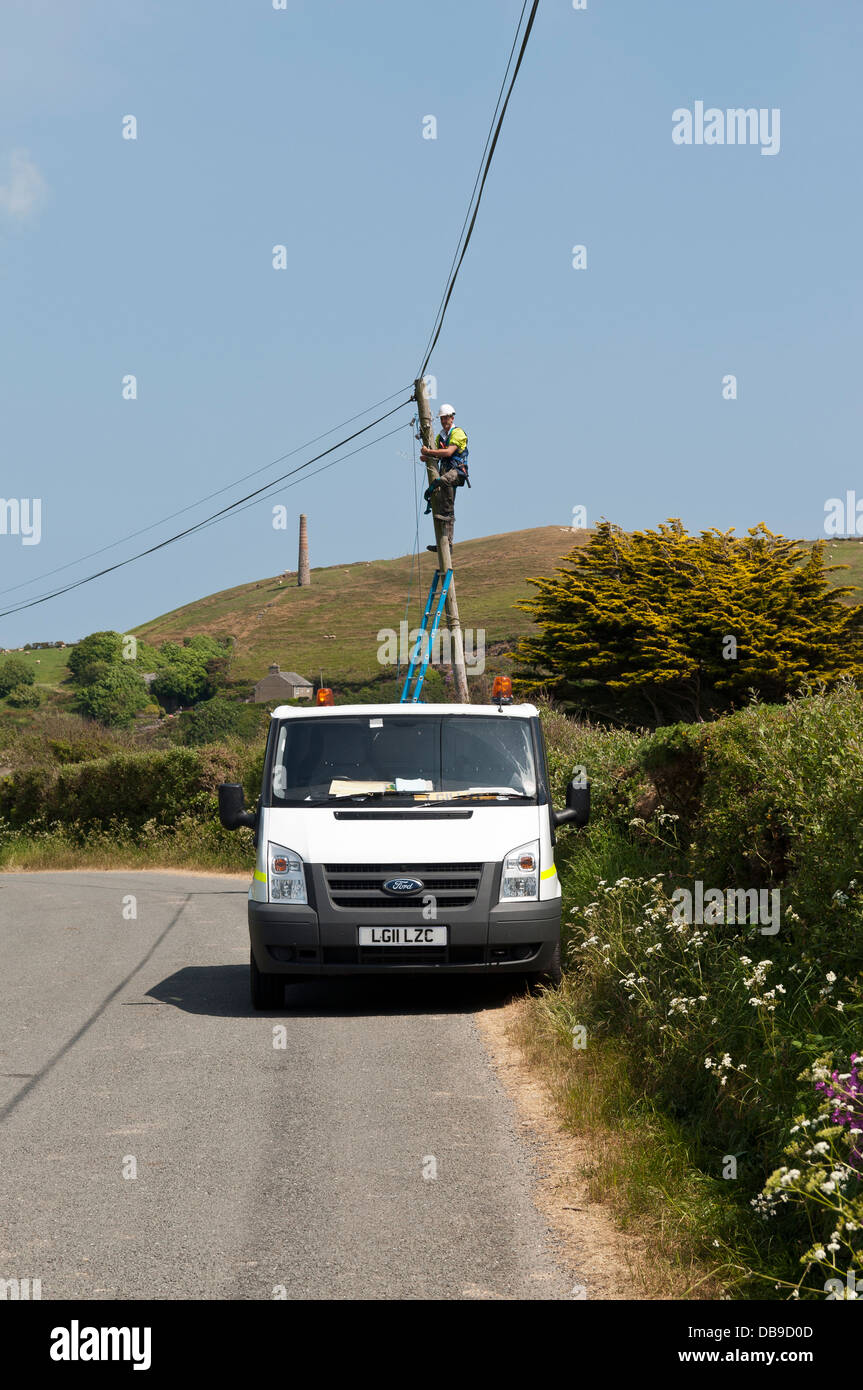 L'installazione di ad alta velocità in fibra ottica ad alta velocità di comunicazione di rete sul Lleyn Peninsula Galles del Nord Foto Stock