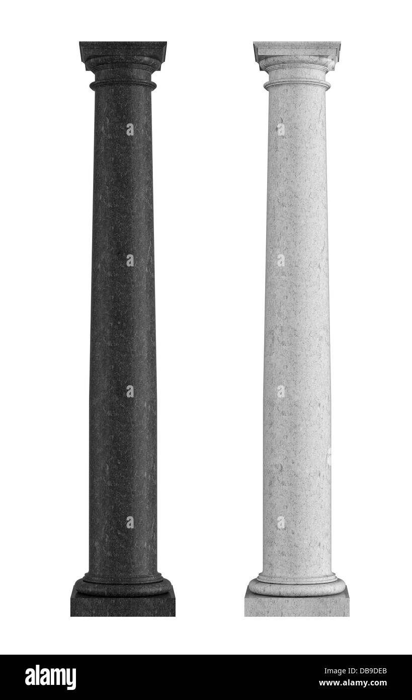 In marmo bianco e nero colonna toscano isolato su bianco - il rendering Foto Stock