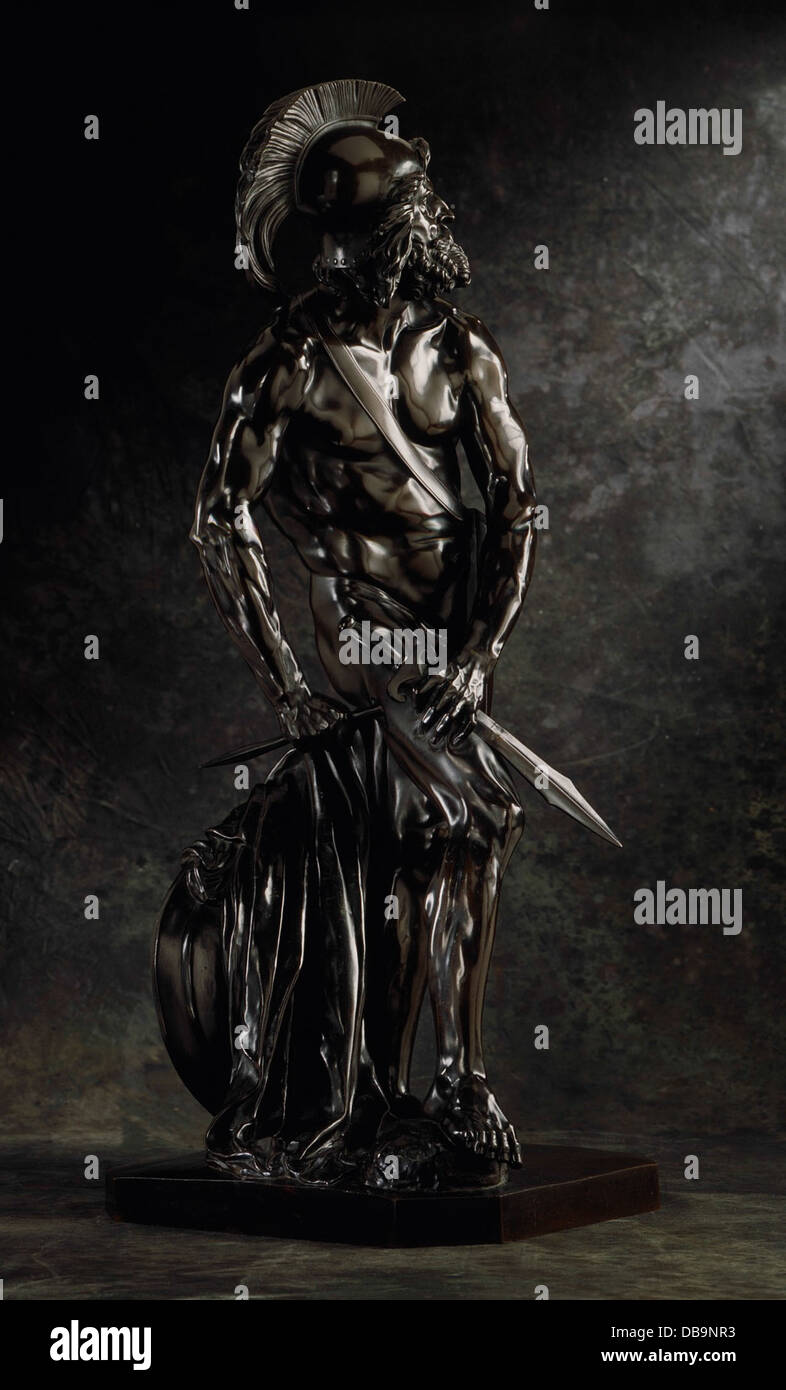 Questa scultura in bronzo di Philopoemen, un importante generale e statista greco, cattura il suo significativo ruolo storico. L'opera mette in risalto l'arte di fondere il bronzo nell'antica artigianato greco, sottolineando il suo contributo alla storia militare e politica della Grecia. Foto Stock